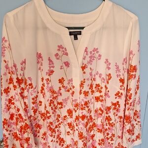 Talbots Women's Blouse - Pink and Orange Floral